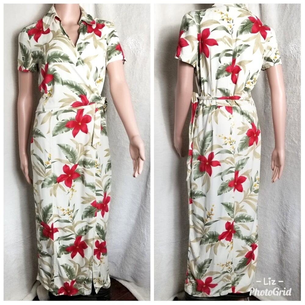 Caribbean Joe | Retro Style Tropical Flower Maxi Dress Side Slit
